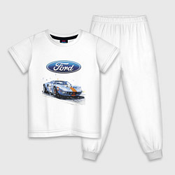 Пижама хлопковая детская Ford Motorsport, цвет: белый