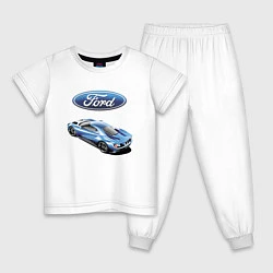 Пижама хлопковая детская Ford Motorsport Racing team, цвет: белый