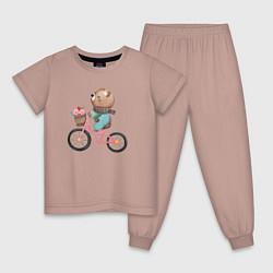 Детская пижама Медведь с цветами на велосипеде