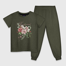 Пижама хлопковая детская Spring mood Flower, цвет: меланж-хаки