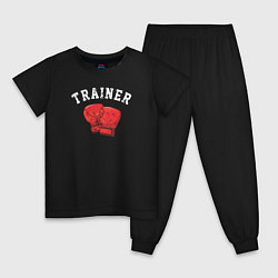 Пижама хлопковая детская Тренер по боксу, цвет: черный