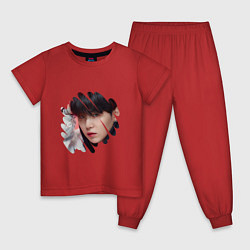 Пижама хлопковая детская Agust D SUGA BTS, цвет: красный