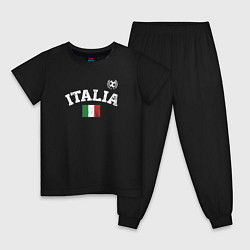 Пижама хлопковая детская Футбол Италия, цвет: черный