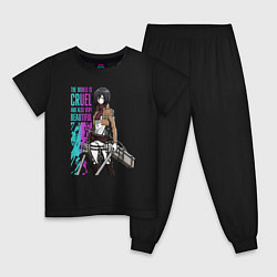 Пижама хлопковая детская Микаса Аккерман - Mikasa Ackerman, цвет: черный