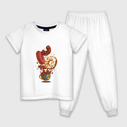 Пижама хлопковая детская Пончики с кофе Donuts, цвет: белый