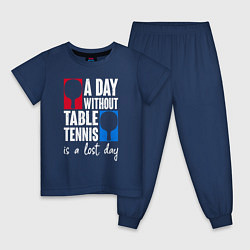 Пижама хлопковая детская День без настольного тенниса - потерянный день, цвет: тёмно-синий