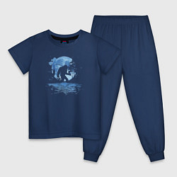 Пижама хлопковая детская Бигфут после рыбалки, цвет: тёмно-синий