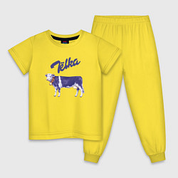 Пижама хлопковая детская Milka Тёлка, цвет: желтый