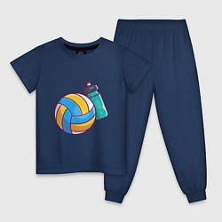 Пижама хлопковая детская Ball & Water, цвет: тёмно-синий
