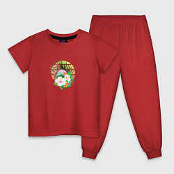 Пижама хлопковая детская RETRO HAWAII ретровейв Гаваи, цвет: красный