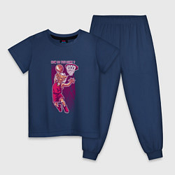 Пижама хлопковая детская Кабан - баскетболист, цвет: тёмно-синий