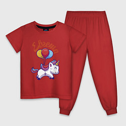 Пижама хлопковая детская Евгешин единорожка, цвет: красный