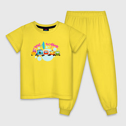 Пижама хлопковая детская Машинки Мокас Мне 1 годик, цвет: желтый