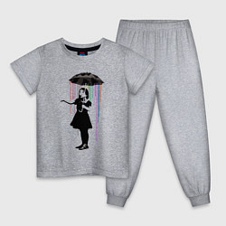Пижама хлопковая детская BANKSY БЭНКСИ девушка под зонтом, цвет: меланж
