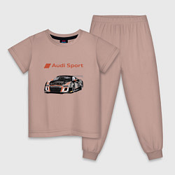 Пижама хлопковая детская Audi Motorsport Racing team, цвет: пыльно-розовый
