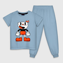 Пижама хлопковая детская Cuphead красная чашечка, цвет: мягкое небо