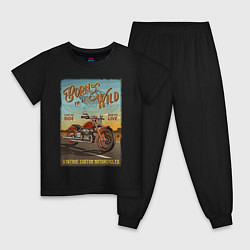 Пижама хлопковая детская Born to be wild!, цвет: черный