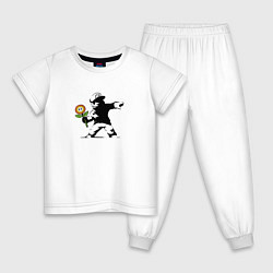 Пижама хлопковая детская Banksy Mario, цвет: белый