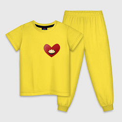 Пижама хлопковая детская Пельмени в моем сердце, цвет: желтый