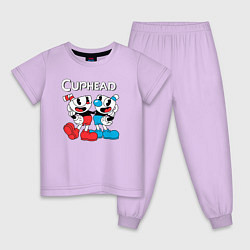 Пижама хлопковая детская Cuphead Чашечки, цвет: лаванда