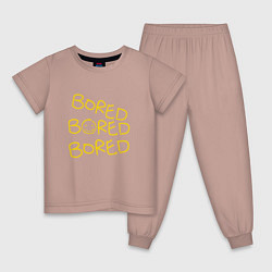 Пижама хлопковая детская Bored Bored Bored, цвет: пыльно-розовый