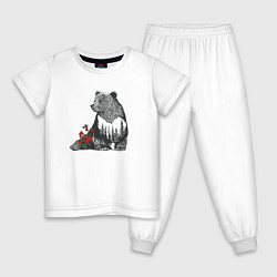 Пижама хлопковая детская Символ России, цвет: белый