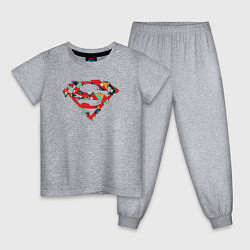 Пижама хлопковая детская Logo Superman, цвет: меланж