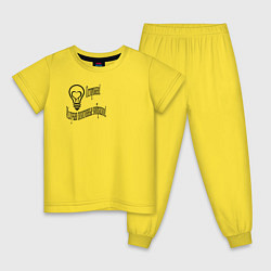 Пижама хлопковая детская Положительные вибрации, цвет: желтый
