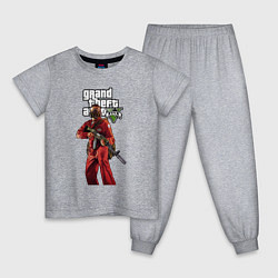 Пижама хлопковая детская GTA 5 Man with gun, цвет: меланж