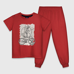 Пижама хлопковая детская Kitty bike punk, цвет: красный