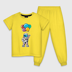 Пижама хлопковая детская Космонавт с шариками, цвет: желтый