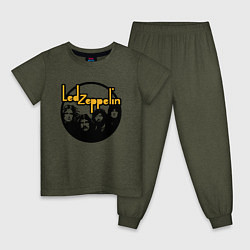Пижама хлопковая детская Led Zeppelin Лед Зеппелин, цвет: меланж-хаки