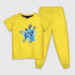 Пижама хлопковая детская Синие цветы blue flowers, цвет: желтый