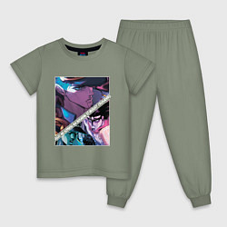 Пижама хлопковая детская Джотаро Куджо из ДжоДжо, цвет: авокадо