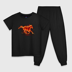 Пижама хлопковая детская Fire horse огненная лошадь, цвет: черный