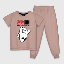 Пижама хлопковая детская JDM Japan, цвет: пыльно-розовый