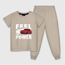 Пижама хлопковая детская BMW - Почувствуй силу, цвет: миндальный