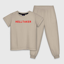 Пижама хлопковая детская Helltaker logo, цвет: миндальный