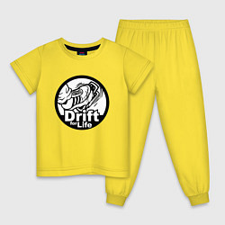 Пижама хлопковая детская Drift for life!, цвет: желтый