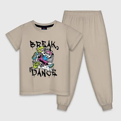 Пижама хлопковая детская Погружение в Брейк Данс, цвет: миндальный