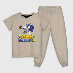 Пижама хлопковая детская Sonic Colours Hedgehog Video game, цвет: миндальный