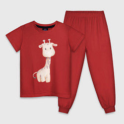 Пижама хлопковая детская Милый Жирафик, цвет: красный