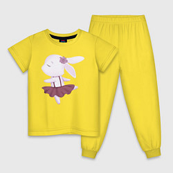Пижама хлопковая детская Милый Крольчонок Танцует, цвет: желтый