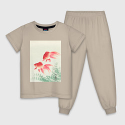 Пижама хлопковая детская Two Veil Goldfish, цвет: миндальный
