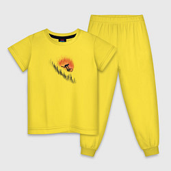 Пижама хлопковая детская Лесной мтб райдер, цвет: желтый