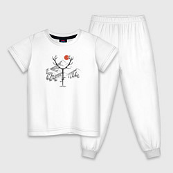 Пижама хлопковая детская Оленевод, цвет: белый