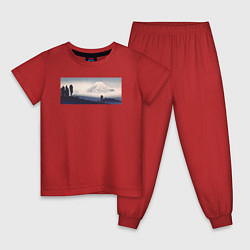 Пижама хлопковая детская Mount Fuji 1932 - Гора Фудзи, цвет: красный