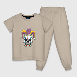 Пижама хлопковая детская Skull Joker, цвет: миндальный