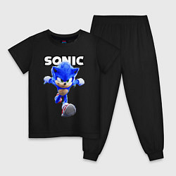 Пижама хлопковая детская Sonic the Hedgehog 2022, цвет: черный