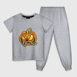 Пижама хлопковая детская Тыквенный Хэллоуин, цвет: меланж